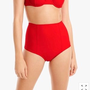 NWT J. Crew Red High Waisted Bikini Bottoms S